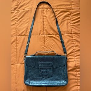 Vintage Black Leather German Designer Dey Bag.